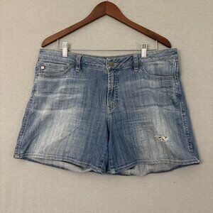 DEAR JOHN Ava Roll Up Denim Jean Shorts Sz 32 American Classic Distressed Boho